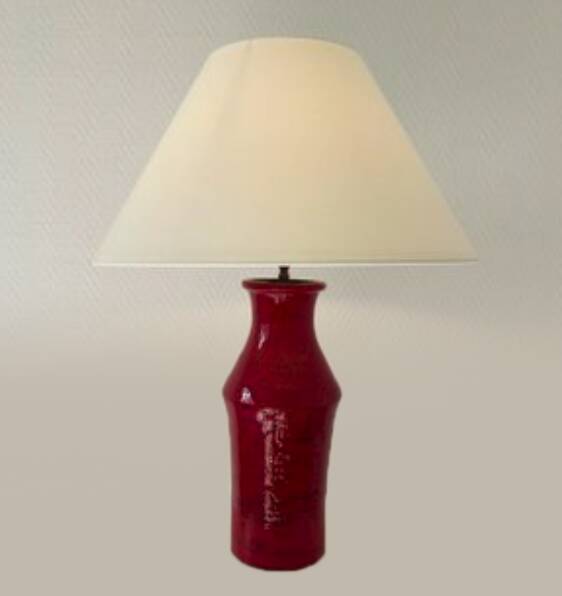 Large red fat lava vase