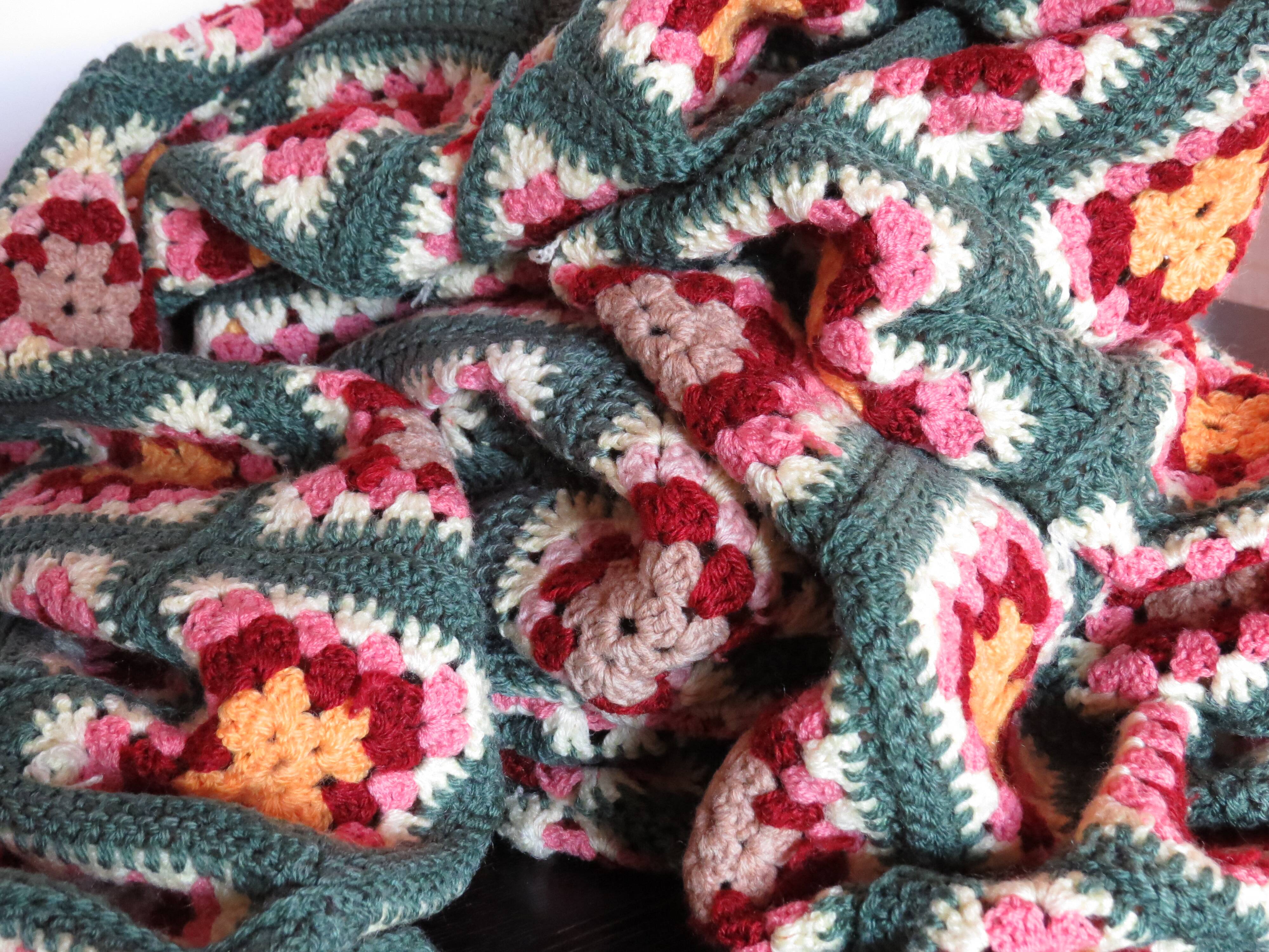 70's crochet blanket - handmade -