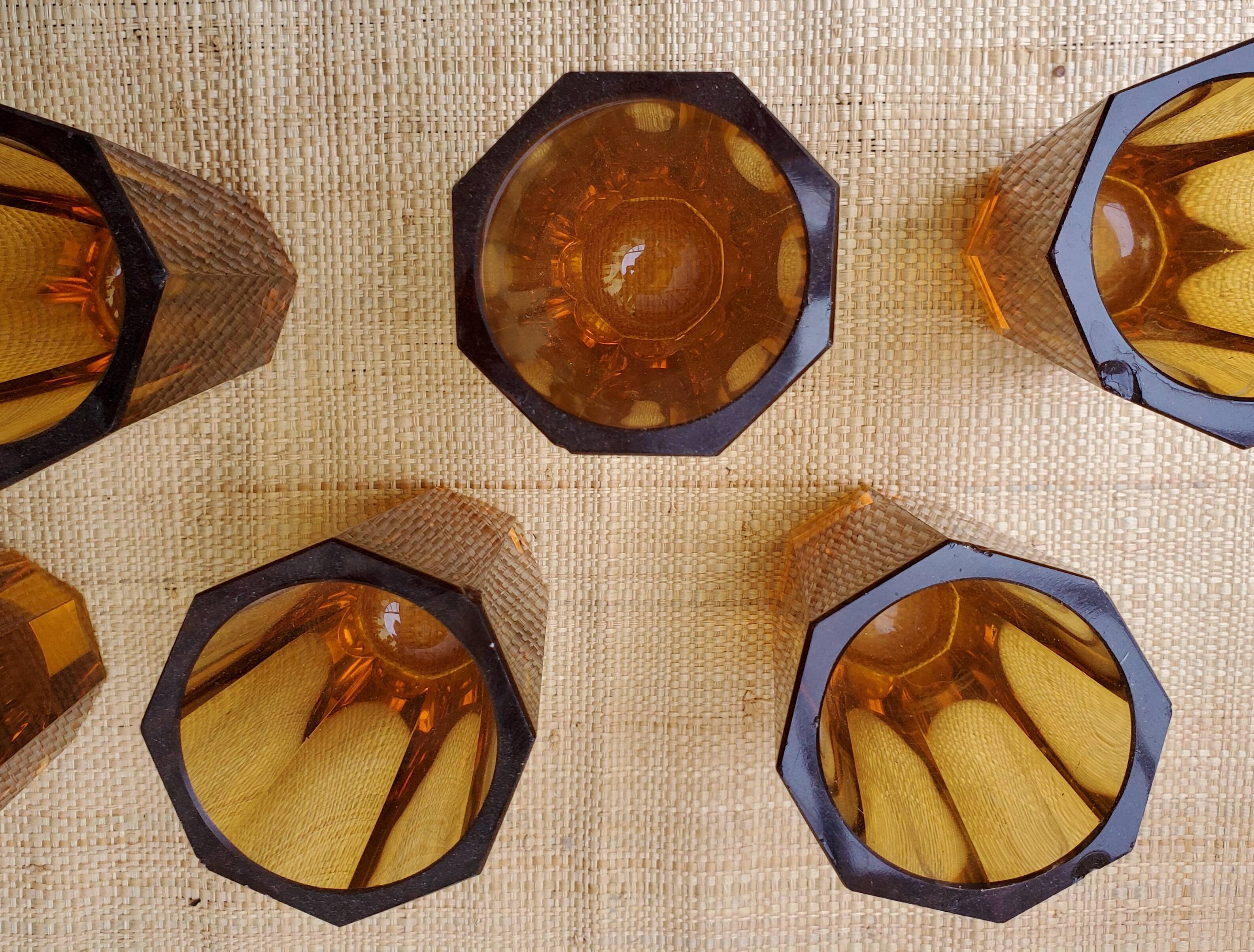 6 amber shot glasses