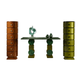 Deux chiffonniers & une table console Art Déco en marqueterie et hêtre