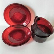 Set of cups and saucers Arcoroc Sierra ruby – 1970s