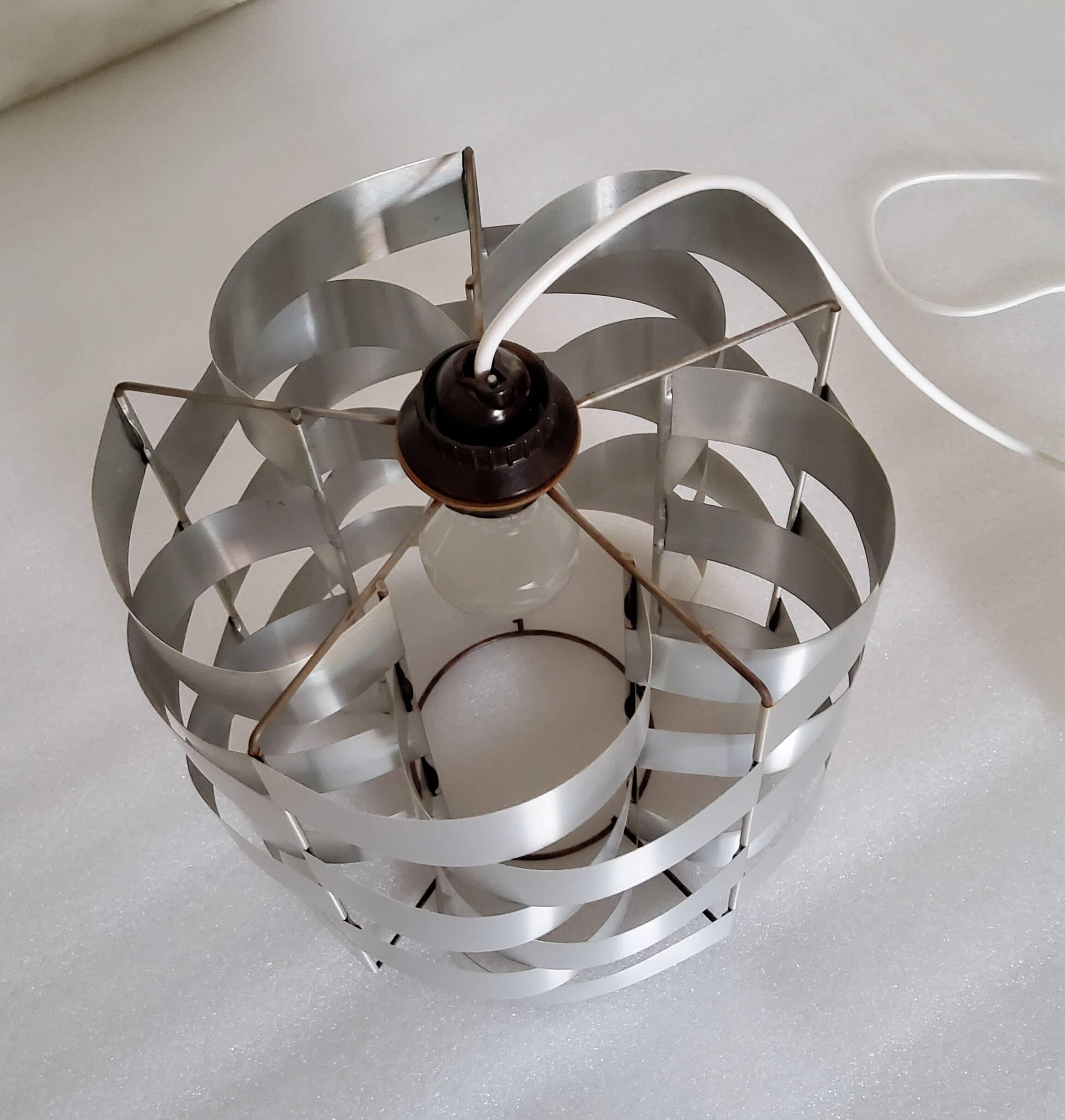 Max Sauze vintage pendant light in brushed aluminum