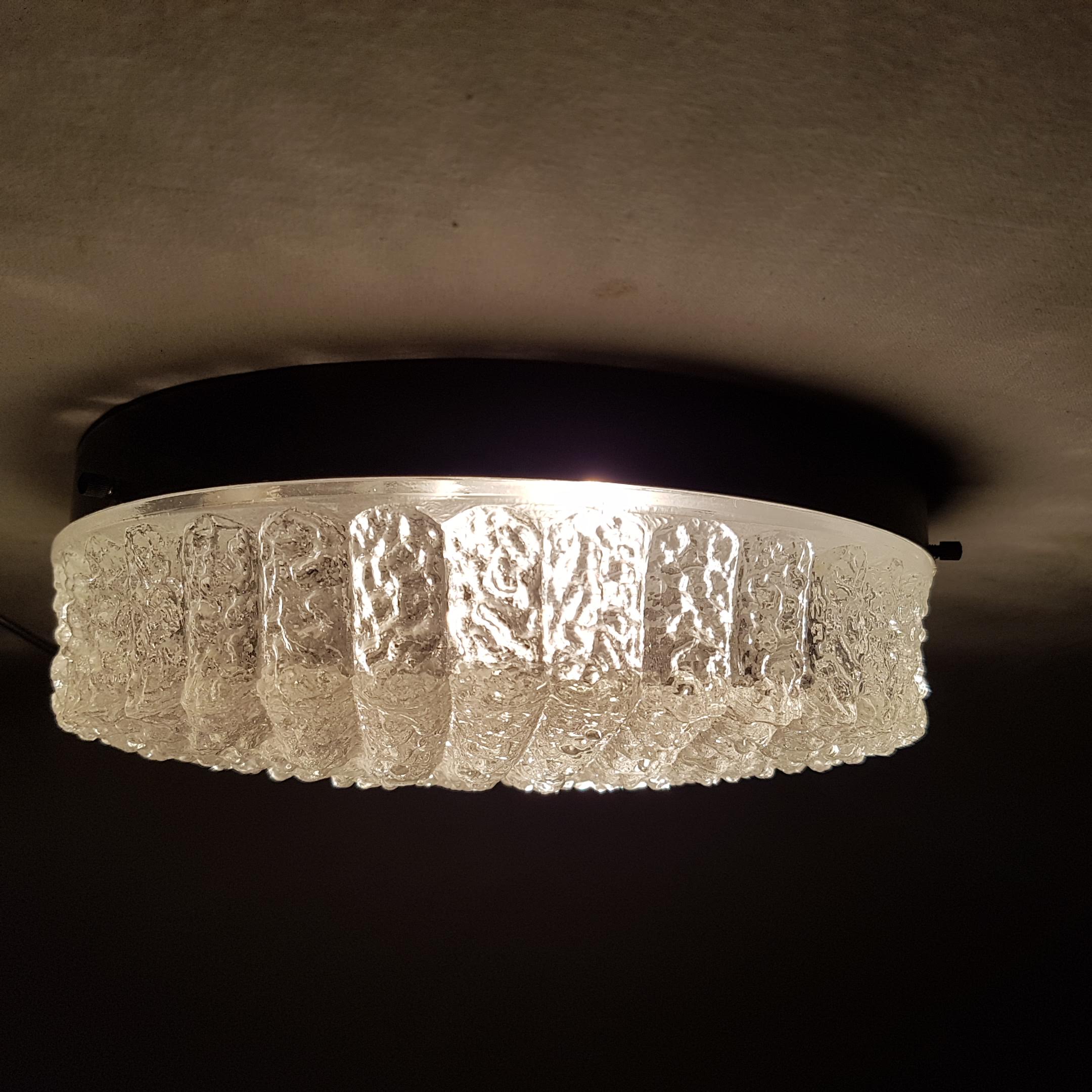 Vintage glass ceiling lighter RZB Germany 1970