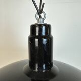 Industrial Black Enamel Factory Pendant Lamp, 1950s