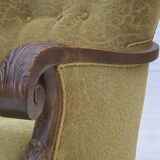 1960s, Danish armchair, furniture cotton/wool fabric, solid oak wood.