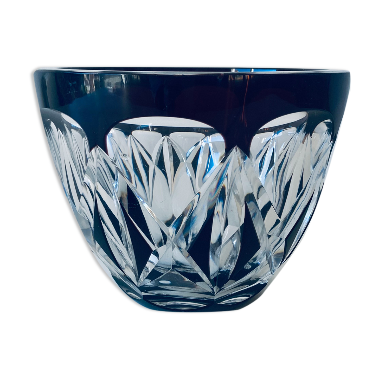 Antique carved crystal vase