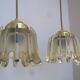 Set of 5 Doria  pendant lights in brass and amber-coloured glass, 1960s