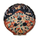 Plat en porcelaine imari du japon en forme de coquille saint-jacques bleu, rouge et turquoise