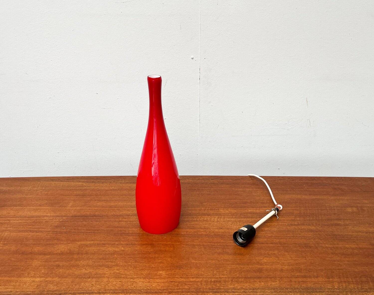 Glass pendant lamp of the mid-century Danish model by Jacob E. Bang for Fog & Mørup and Holmegaard, 1960s.