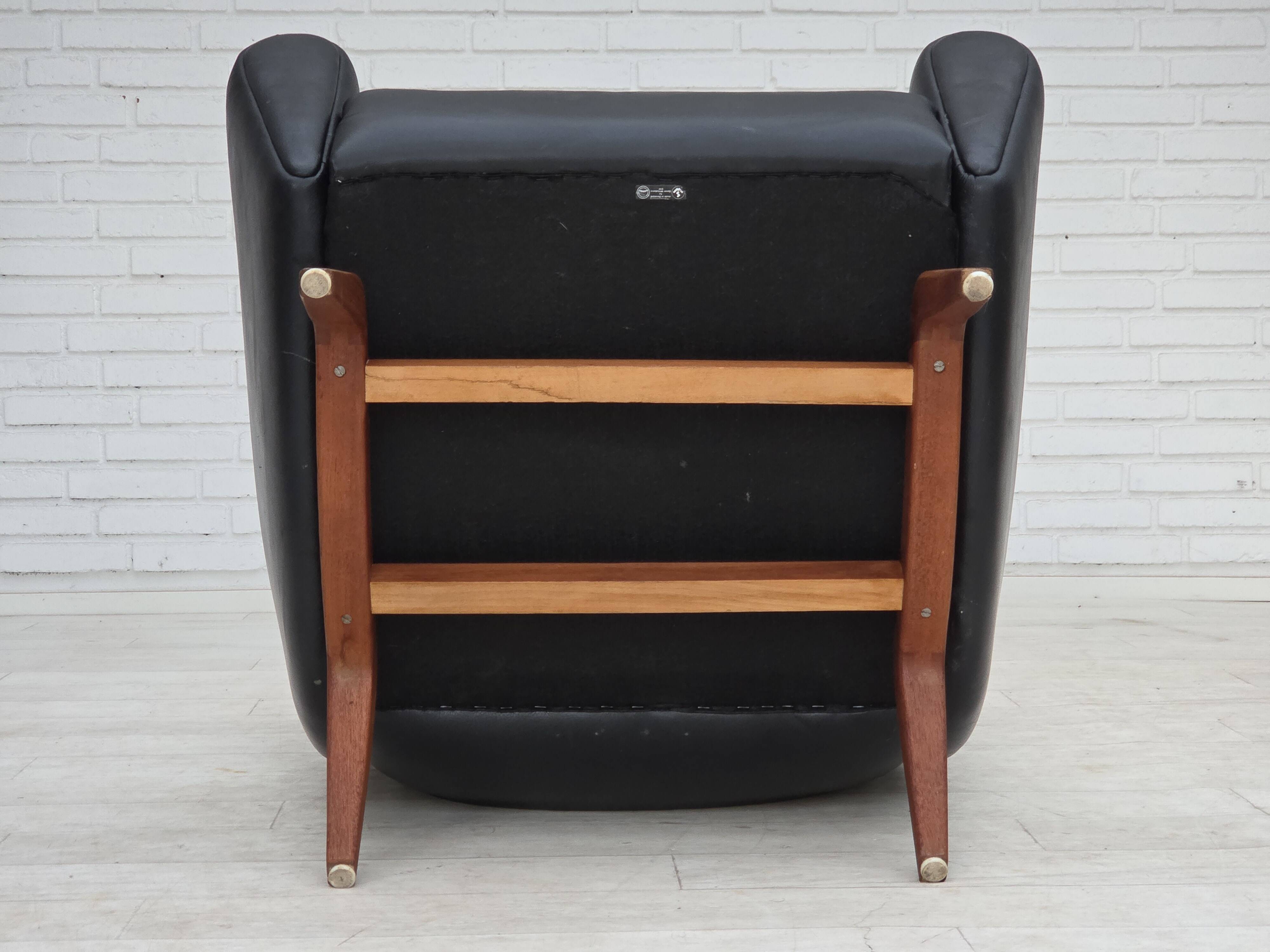 1960s, Danish design by Illum Wikkelsø, armchair, model 110, leather, teak.