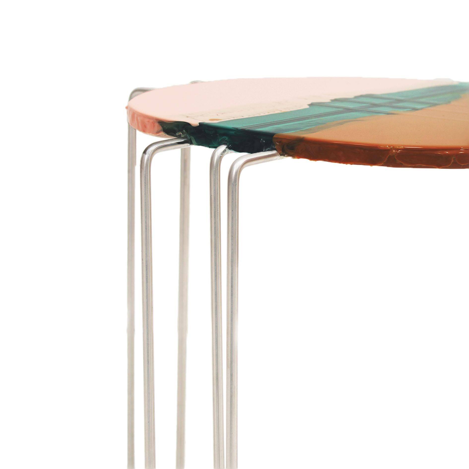 Colored Round Side Table by Gaetano Pesce, Fish Design Collection
