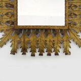 Old rectangular oak leaf mirror in gilded metal Spain 60 70