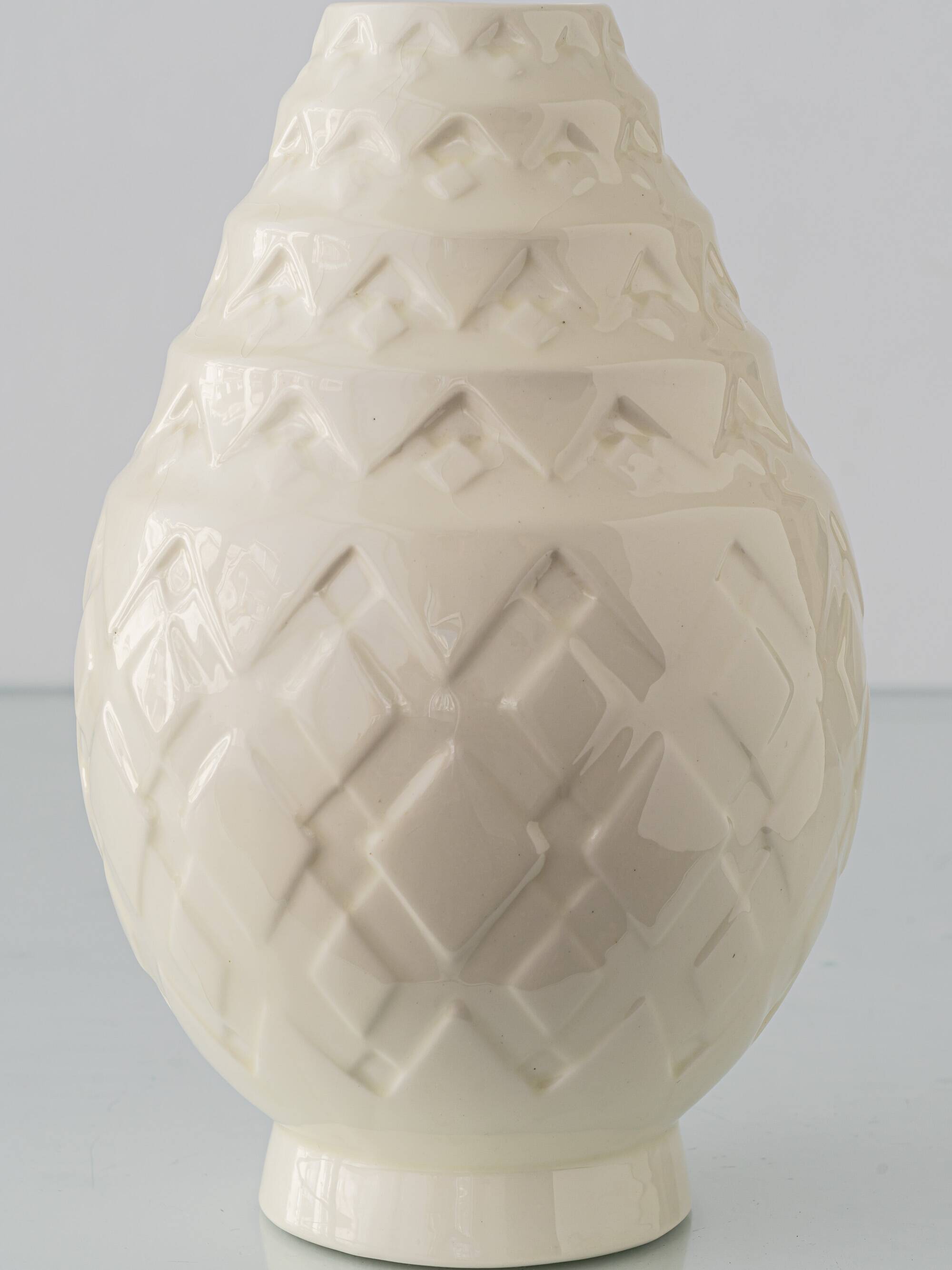 Charles Catteau Frères Keramis Pineapple Table Lamp, New Silk Shade
