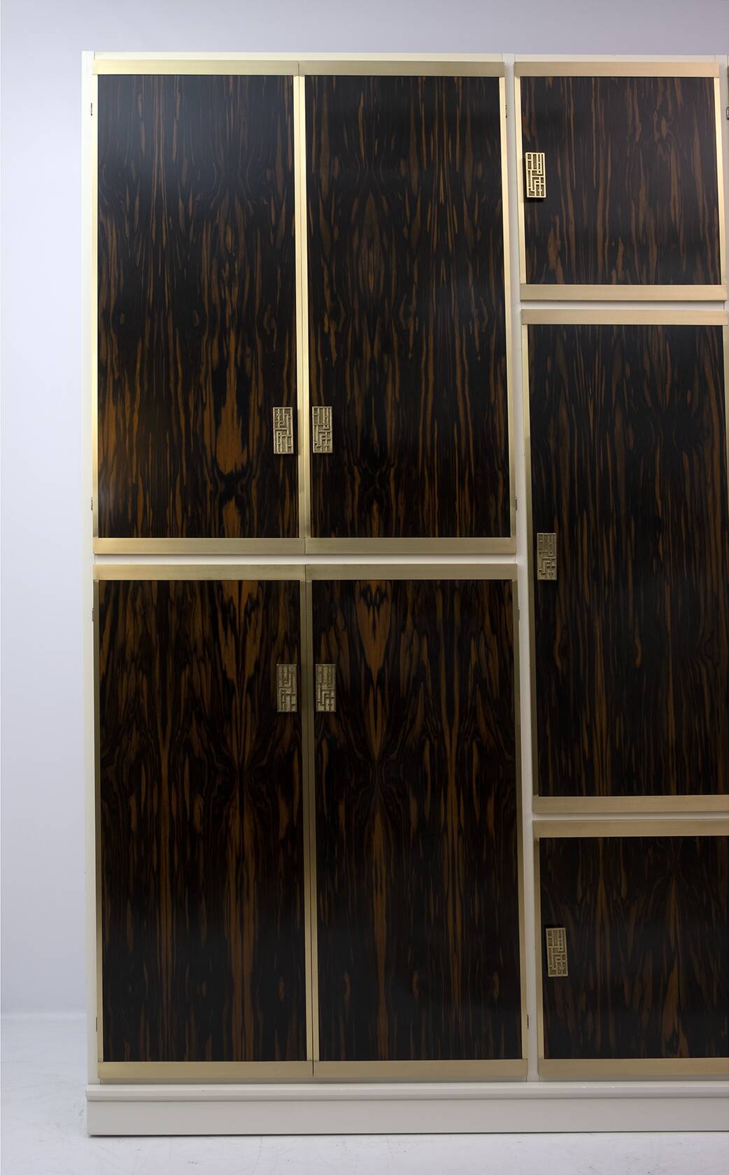 Luciano Frigerio Mid-Century Modern Italian Brass and Walnut Wardrobe, 1970