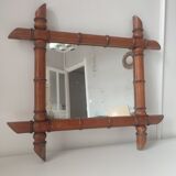Vintage bamboo wood mirror