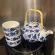 Blue and white ceramic tea set