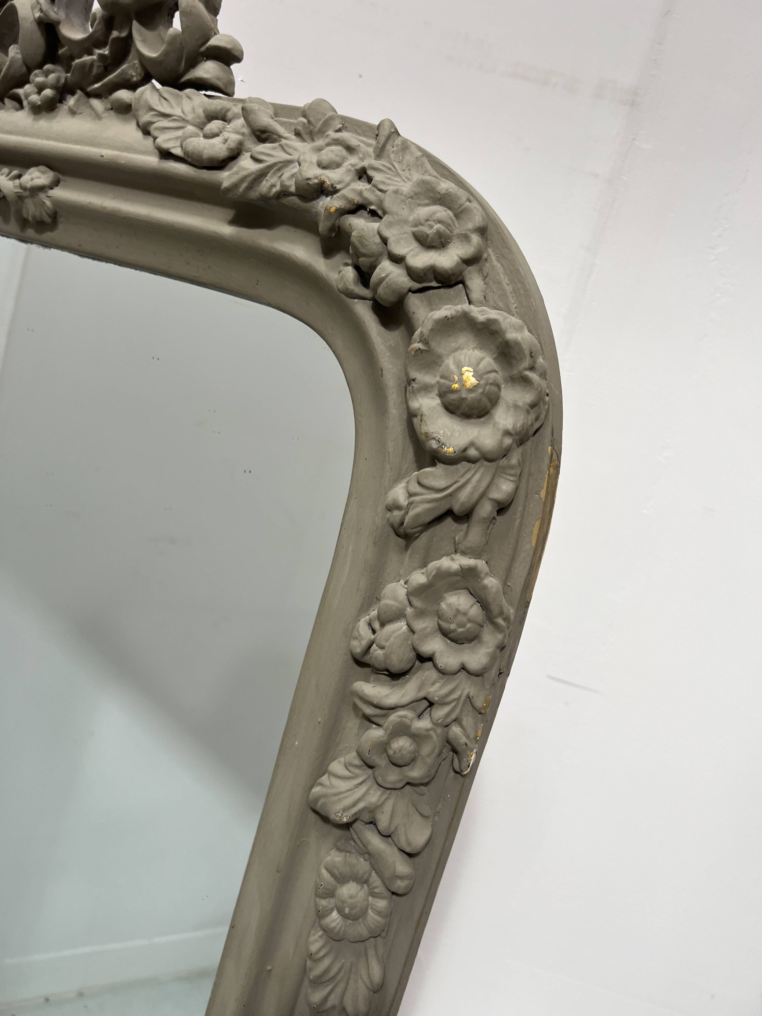Louis XV style mirror in wood and patinated stucco, 20th century