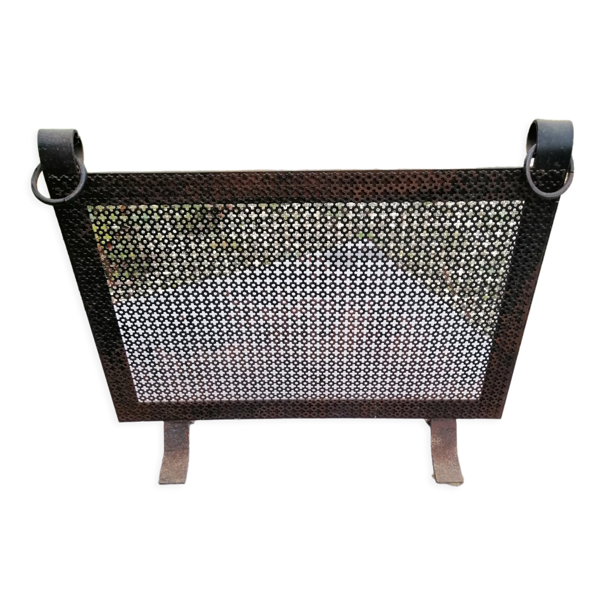 Fire screen vintage forged iron fireplace screen