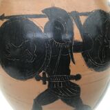 Reproduction of a Greek Attic-style black-figure vase depicting warriors