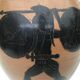 Reproduction of a Greek Attic-style black-figure vase depicting warriors