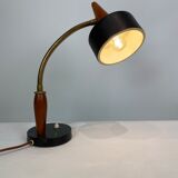 Table lamp of black metal and teak of Danish design, 1960s