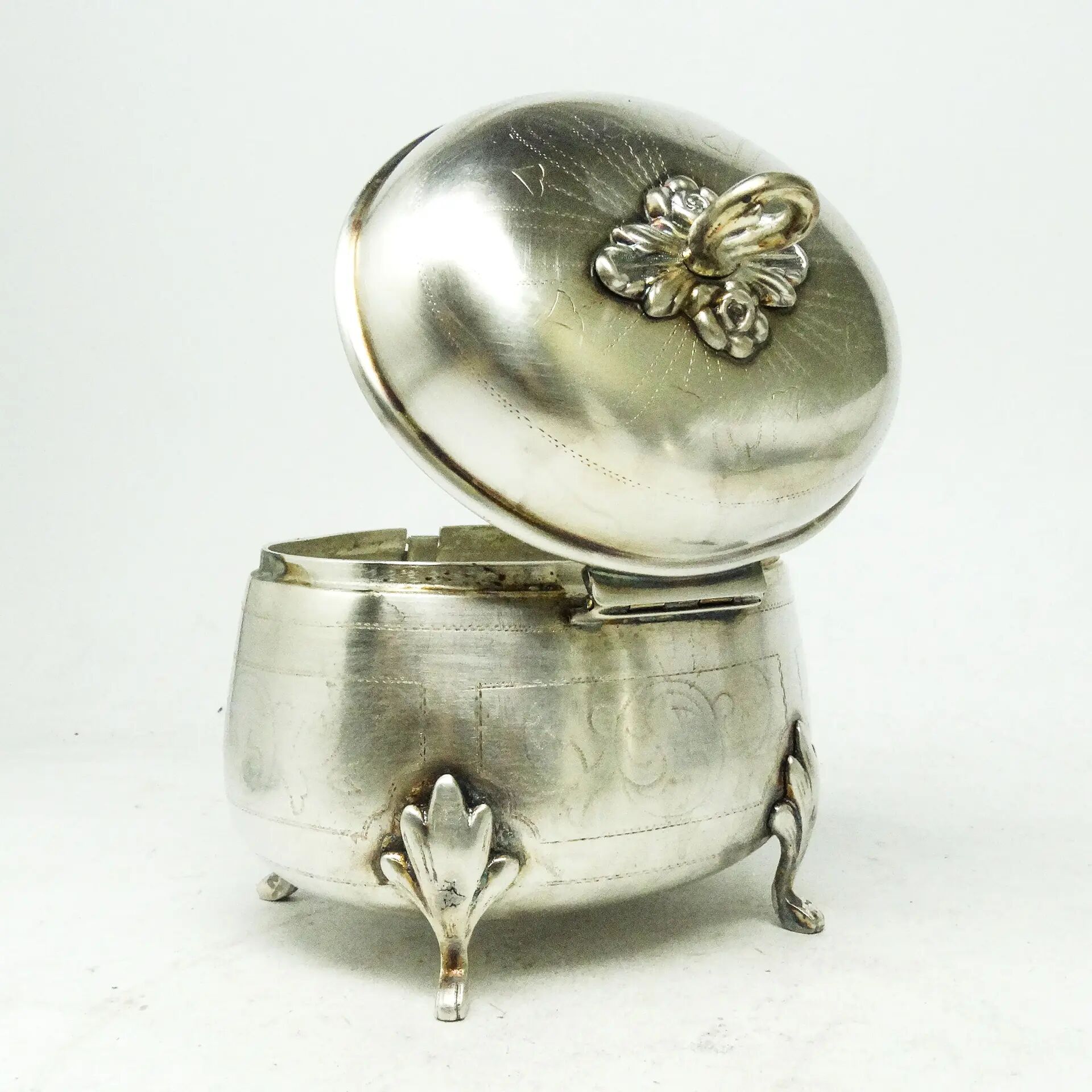 Biedermeier sugar bowl, silver-plated brass, Poland, 19th century