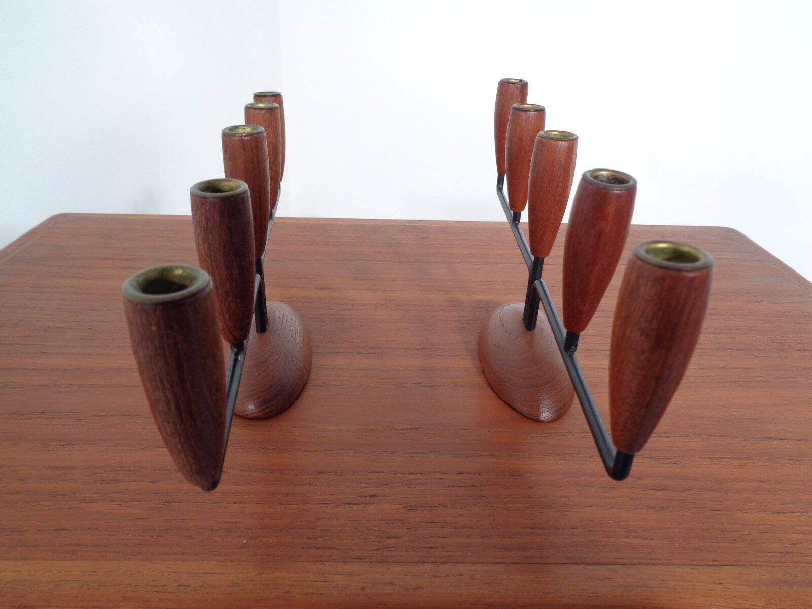 Danish Filigree Teak Candleholders, 1960s, Set of 2