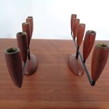 Danish Filigree Teak Candleholders, 1960s, Set of 2