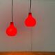 Lampes suspendues en verre rouge allemandes du milieu du siècle par Peill & Putzler, années 1960, lot de 2