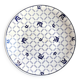 Assiette plate Sarreguemines en faïence bleue et blanche