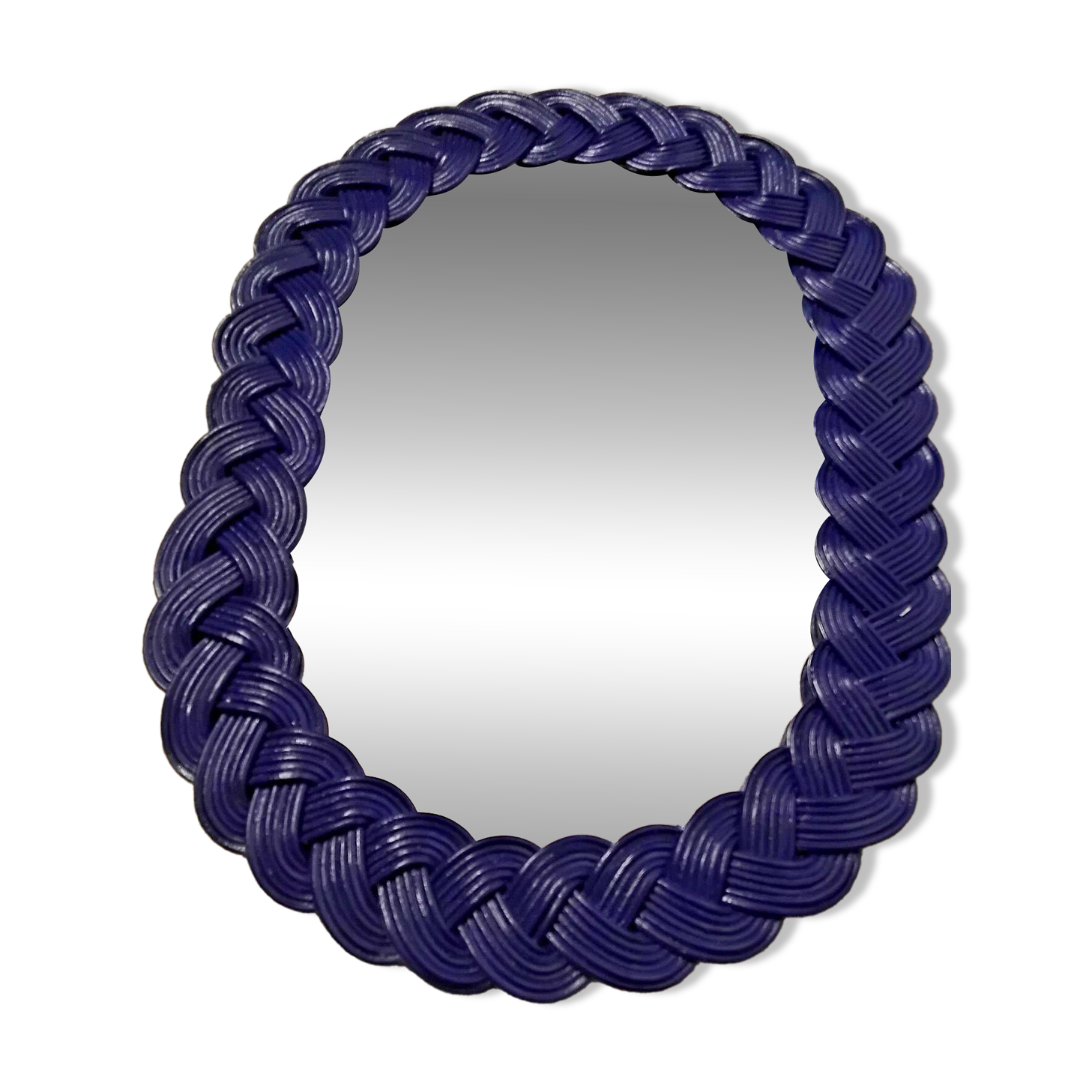 Oval Woven Rattan Mirror 60s/70s Vintage 49X35