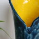 Handmade ceramic vase, glazed blue and yellow, vintage