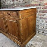 Bamboo-style pine sideboard and marble top early nineteenth century