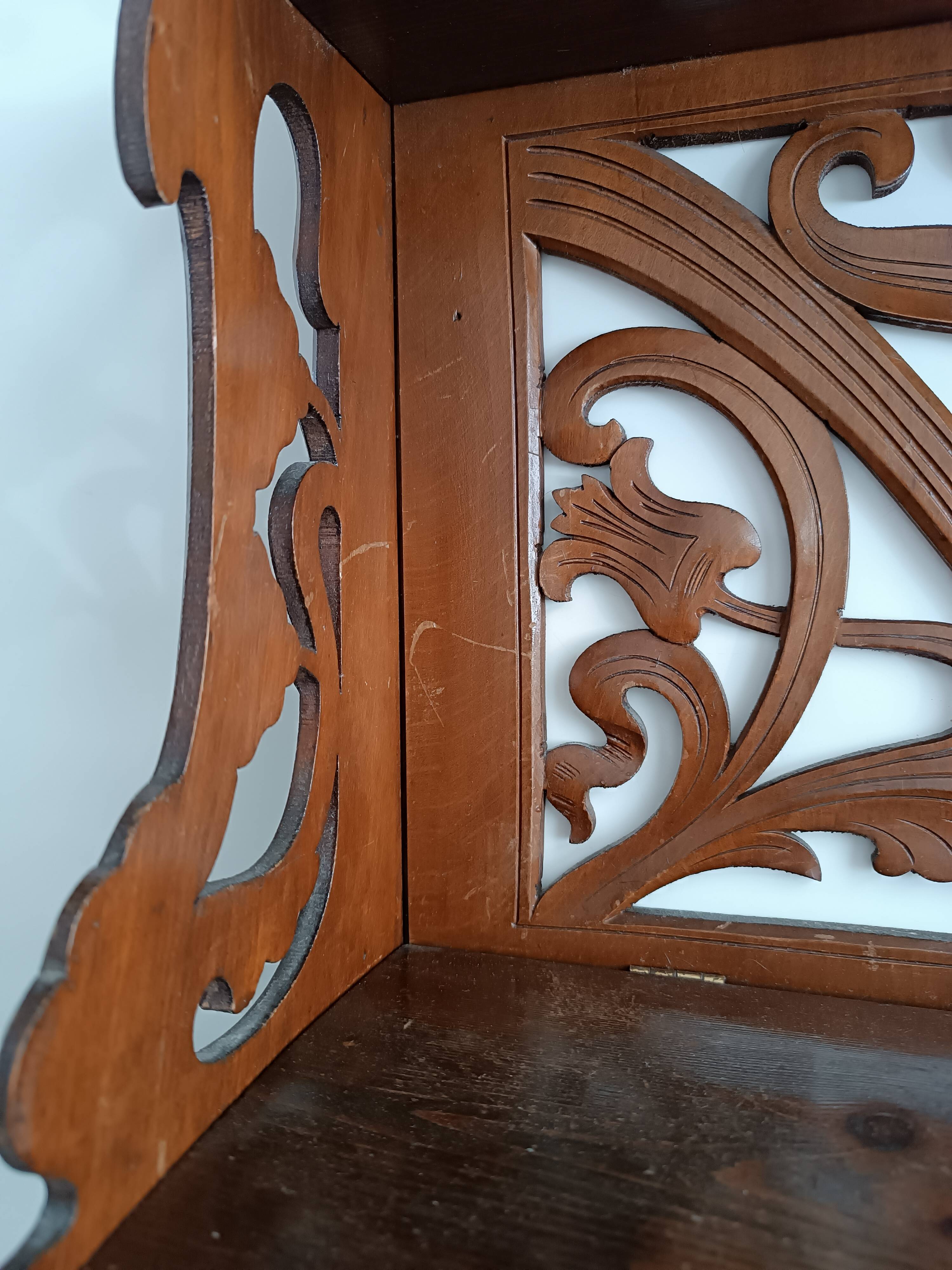 Art Nouveau openwork wooden shelf