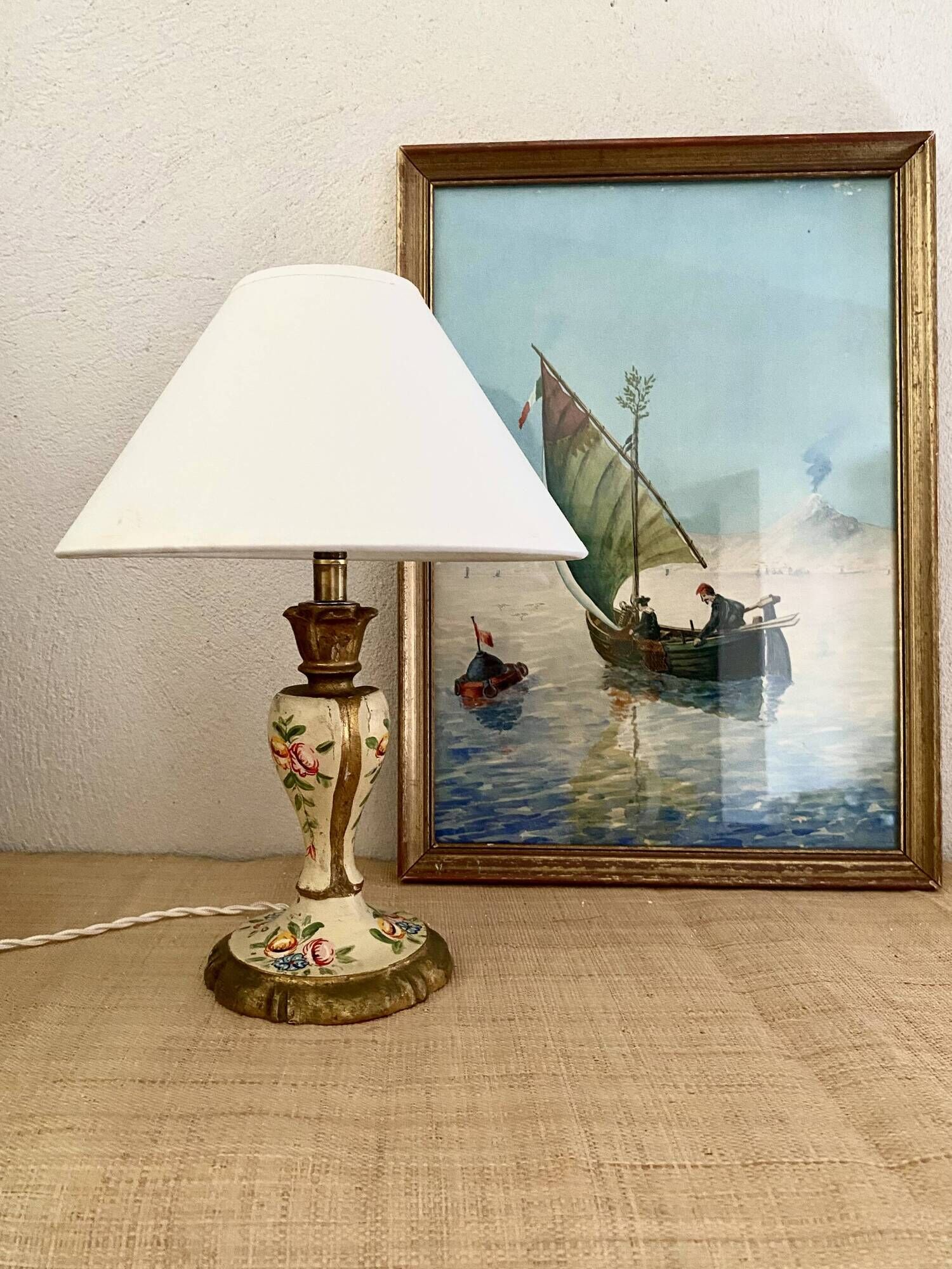 Venetian lamp, 2M fabric cable, cotton shade