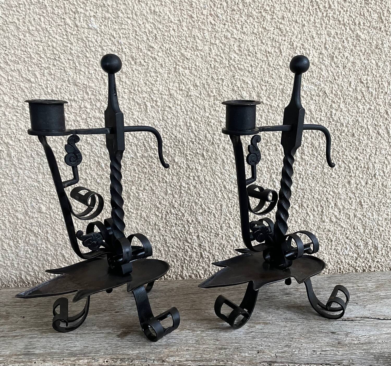 ARTS & CRAFTS PAIR OF CANDLESTICKS