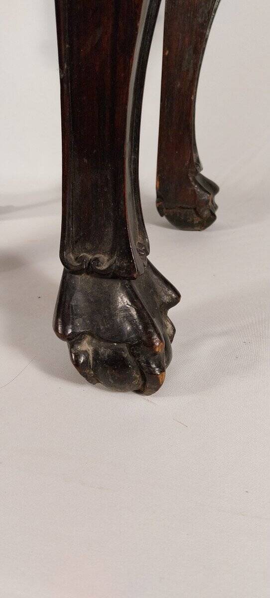 China, 19th century ironwood and marble pedestal coffee table