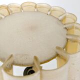 Lampe de chevet Mid Century Pied en bois massif Veinure Abat-jour courbe rose blanc brun foncé Struc