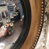 Miroir convexe cadre marron et noir