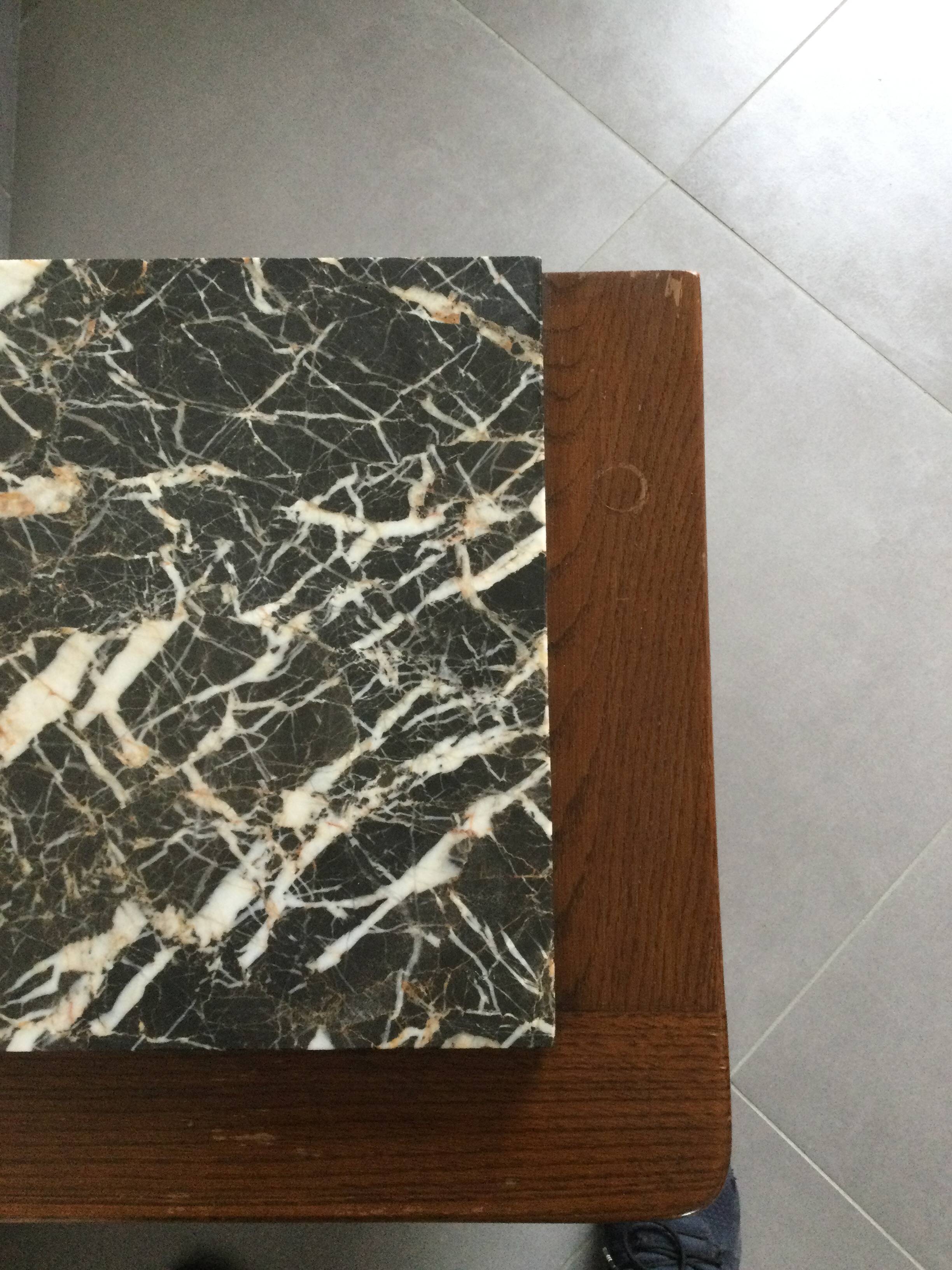 Oak and marble bedside table