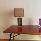 Original table by Ico Parisi with a structure of wood, metal, and stained glass.