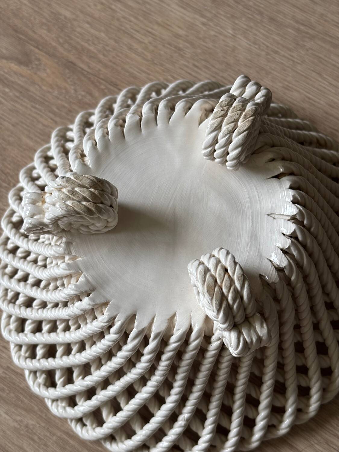 Antique twisted ceramic basket 1930