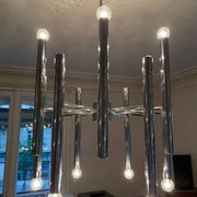Very large vintage 12-light chandelier by Sciolari - 1970s (Space Age)