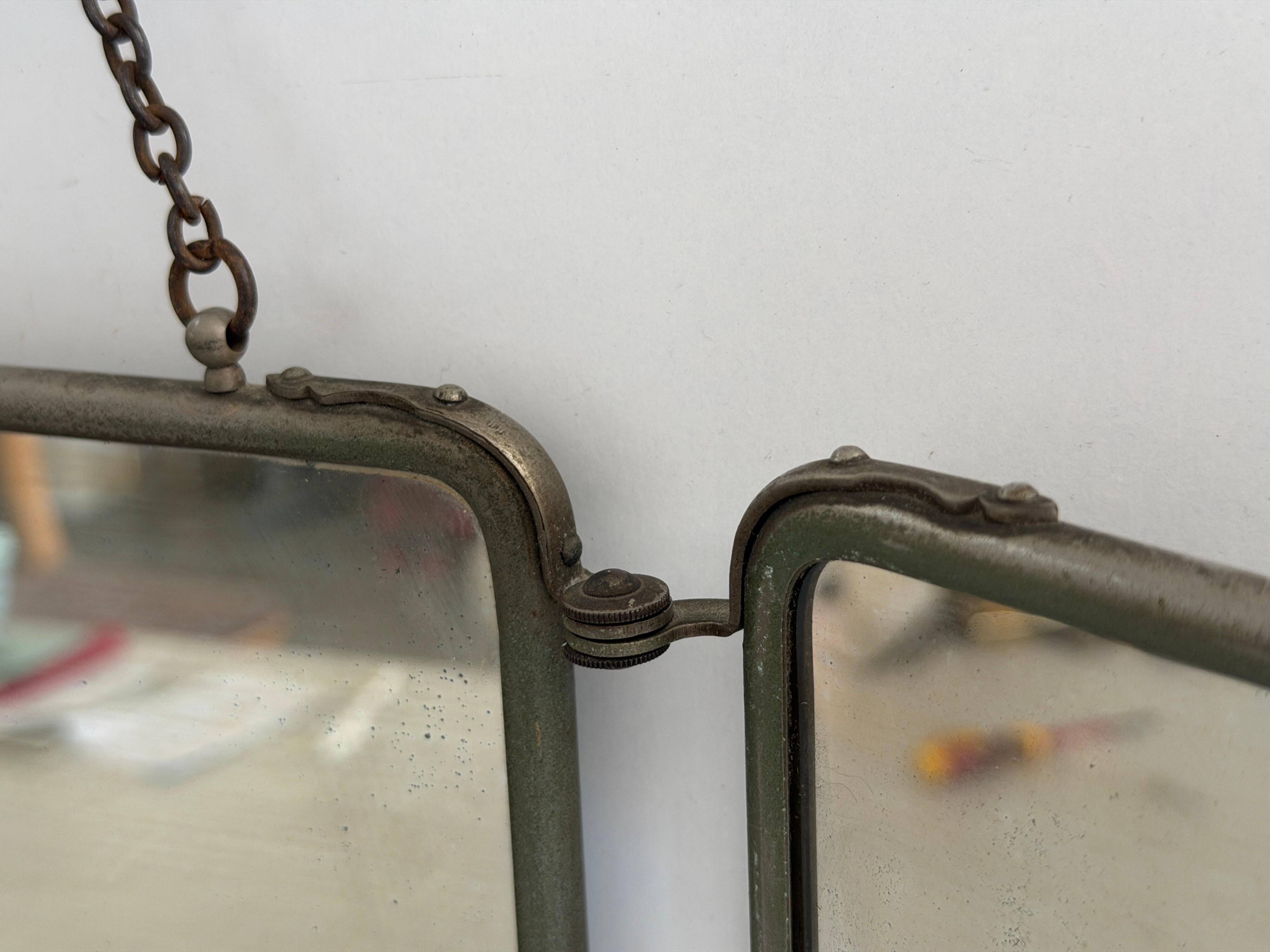 Art Deco 3 Nickel-plated glass covers Table or wall mirror, 1940s, Italy