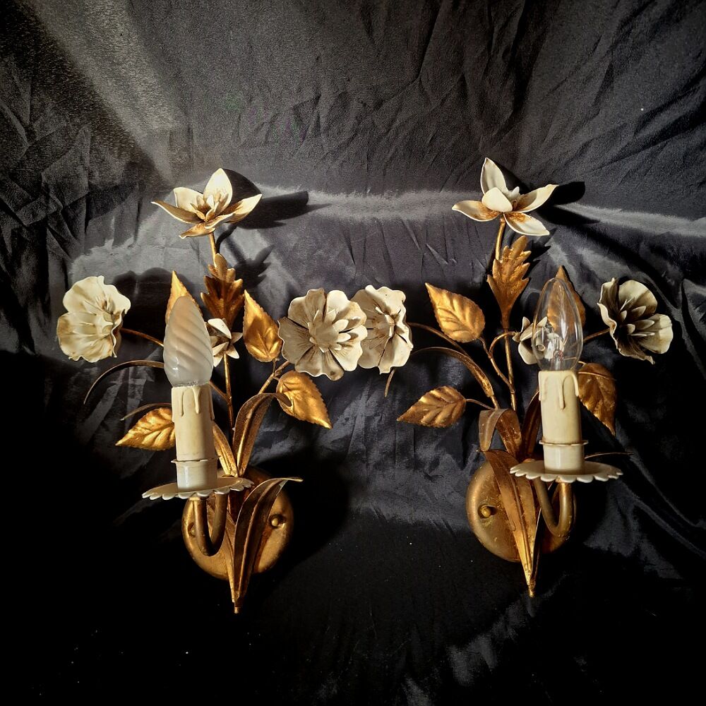Paire d'appliques florale masca italie