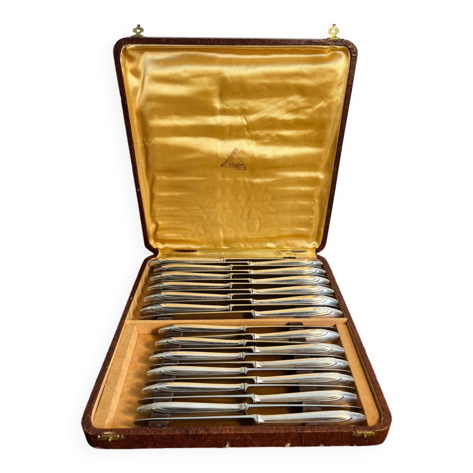 Box of 24 silver-plated knives French goldsmith Deetjen hallmark 100