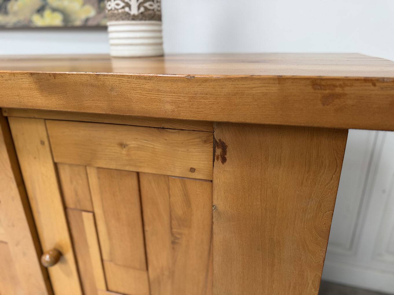 Brutalist 70's sideboard in solid elm