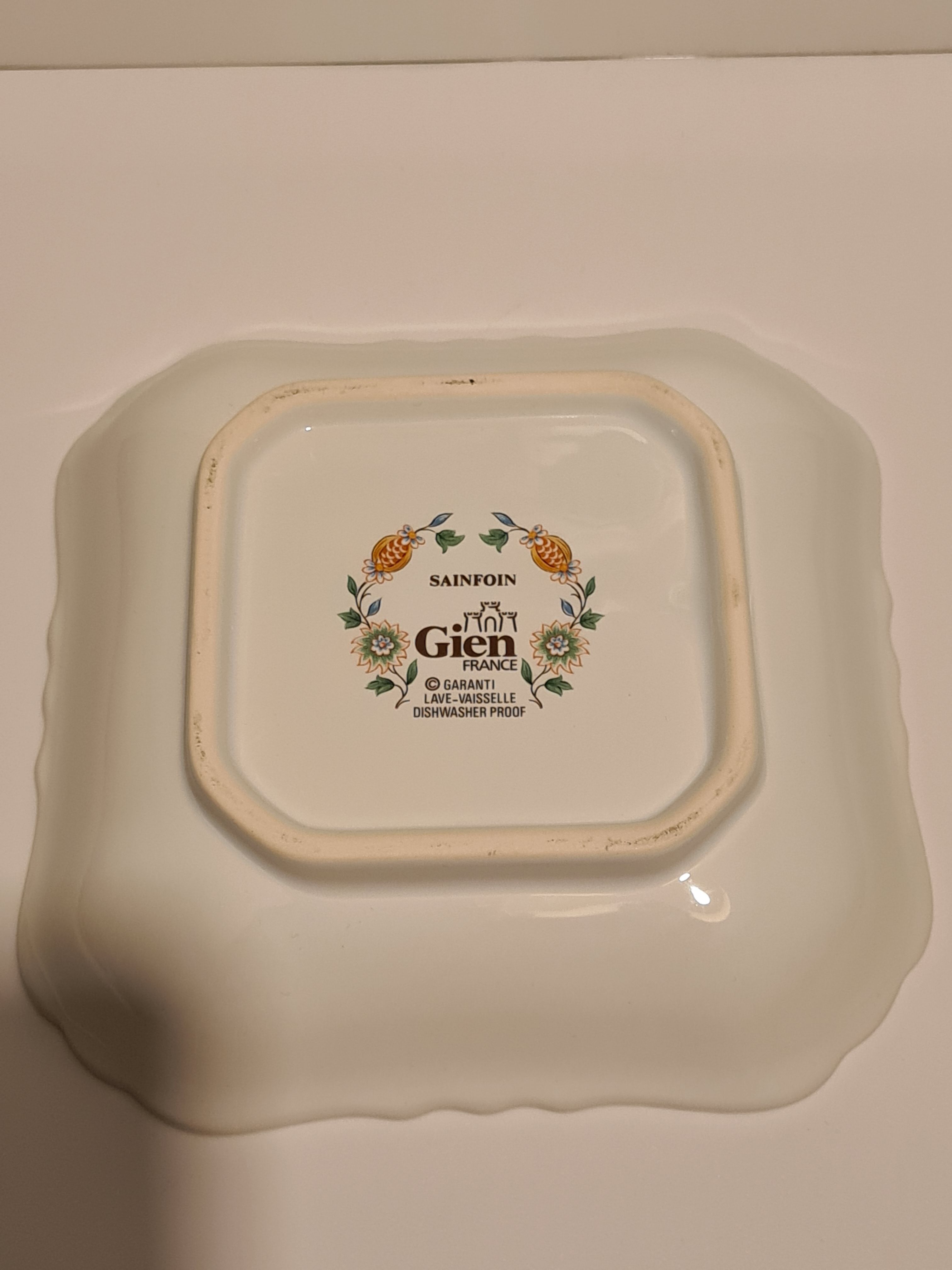 Empty pocket Sainfoin earthenware of Gien plant décor