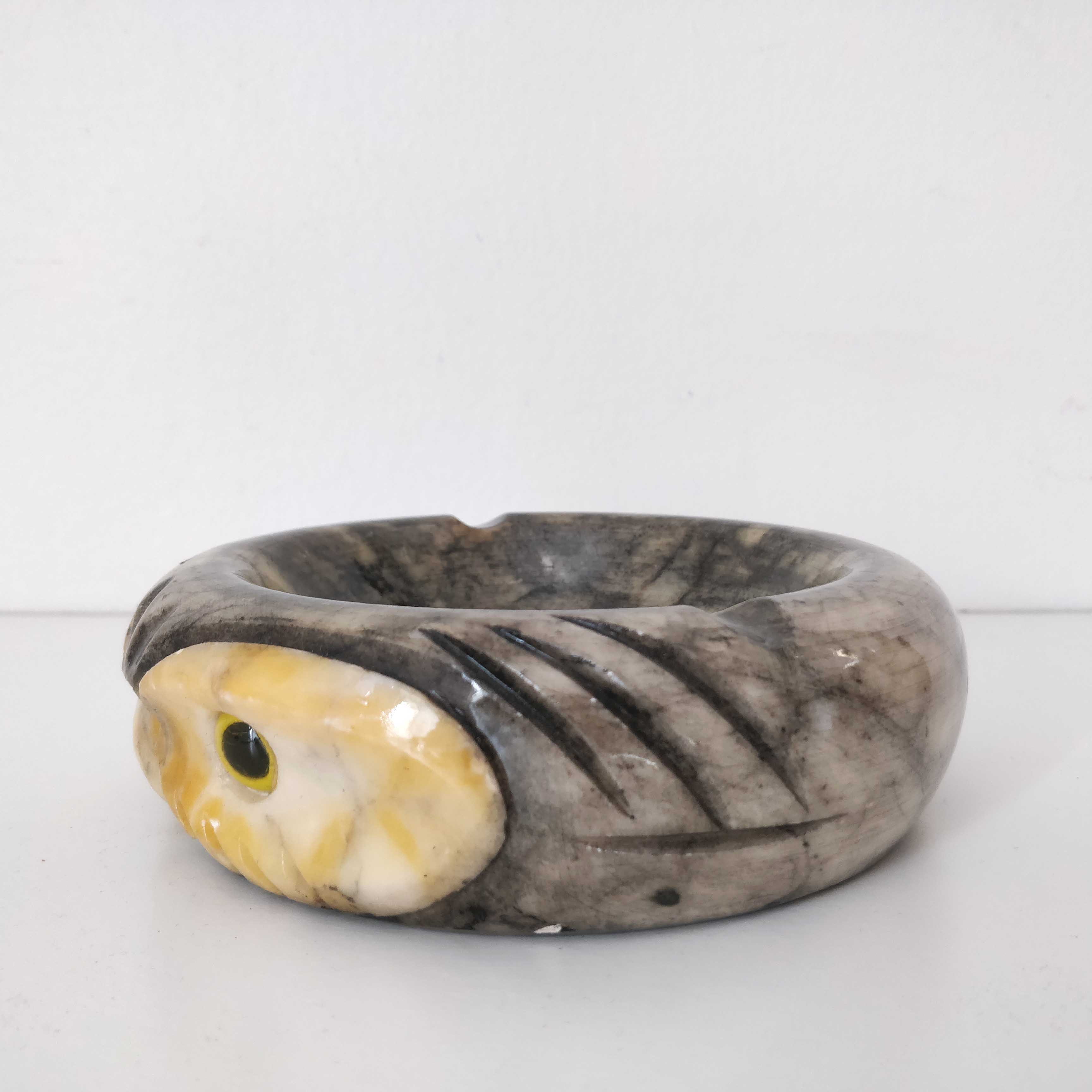 Alabaster owl ashtray