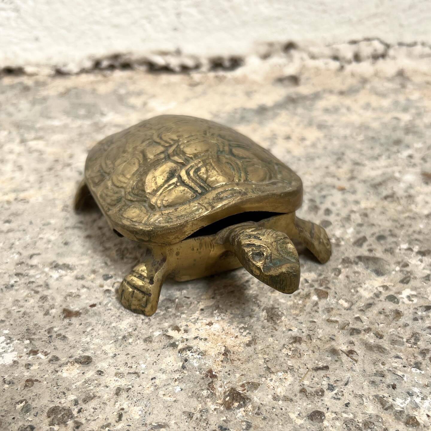 Vintage brass turtle ashtray